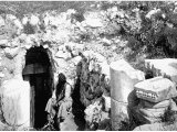 Jacob`s Well near Samaria. This is the site of Jesus` conversation with the woman of Samaria. The broken marble belongs to an ancient church on this site.(A photograph by R E M Bain in about 1890)